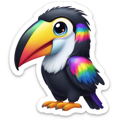 Lisa Frank rainbow toucan  sticker