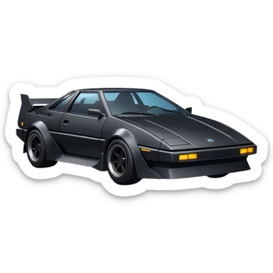  the animated series Batman aerodynamic opulent dark knight futuristic concept loosely based on Toyota 1986 AE86 flat long straight faceted mechanical body) winged stealthy street hot rod  sticker