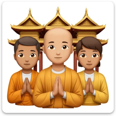 people praying in a Buddhist temple sticker