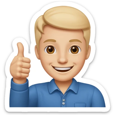 smiling face with hands giving a thumbs up sticker