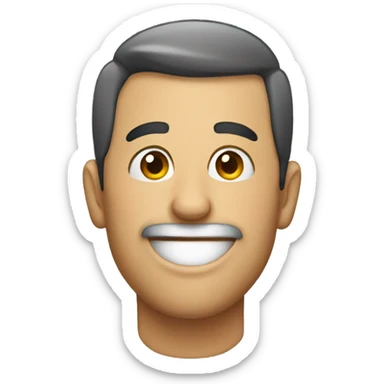 man pointing at his ear sticker