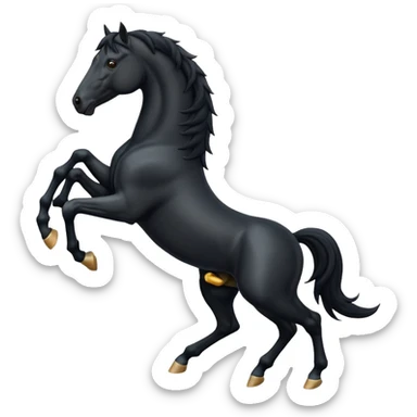 Black full horse two legs up emojis  sticker