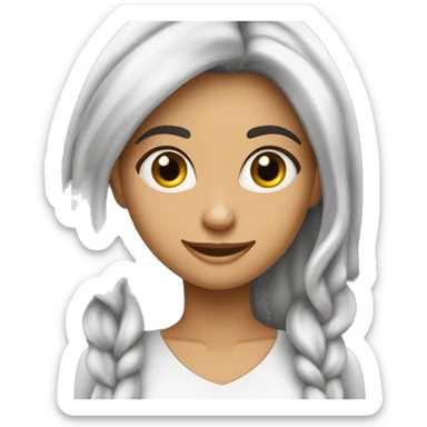 mulher morena de meia idade um pouco gordinha com olhos grandes cabelo liso e longo sorriso largo  sticker