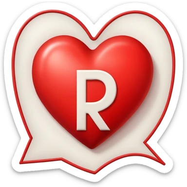 A big red heart with the letter R in in sticker