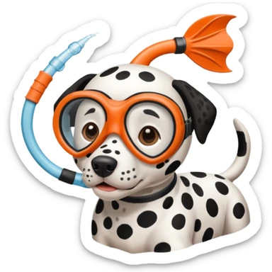 Dalmatian wearing a snorkelling  sticker