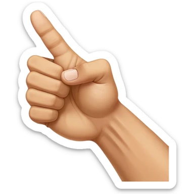 A close-up of a human hand forming a fist, but with the thumb sticking out between the index and middle fingers. The hand is shown from the front, clearly displaying the unusual gesture. The background is softly lit, and the focus is on the hand gesture. sticker