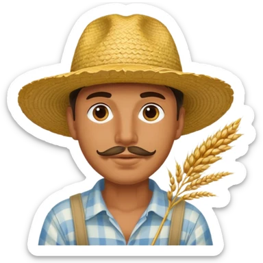Campechano con una ramita de trigo en la boca sticker