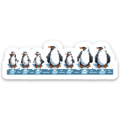 group of penguins with polar bear watching from side sticker