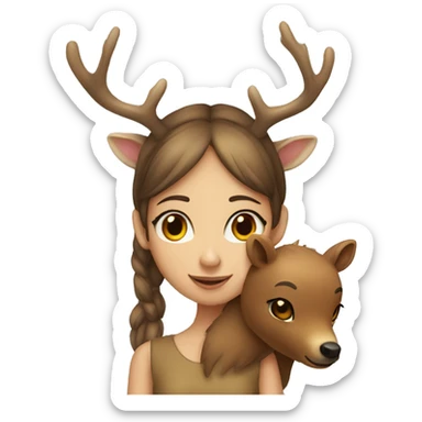 deer girl and bear kissing  sticker
