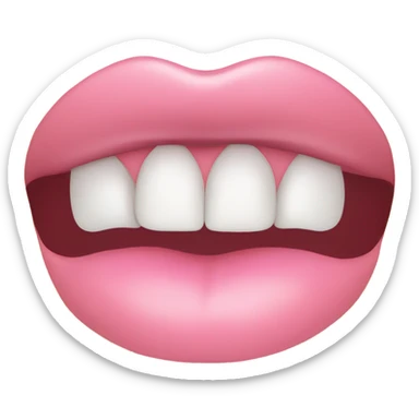 pink lips with teeth on bottom lip sticker
