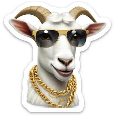 Goat wearing gold chain and sunglasses sticker