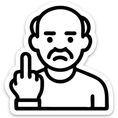 an old man giving the middle finger sticker
