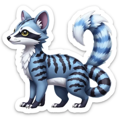 Colorful dark tropical exotic cute cool beautiful shiny beautiful fantasy-civet-genet-sergal-Protogen-vernid-Gryphon-Cacomistle-Trico-oncilla-animal-Fakémon-hybrid-fursona (full body) sticker