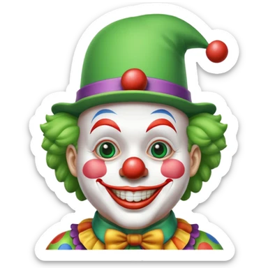 Chú hề đội mũ hề xanh, cười tươi sticker