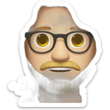 Chubby non binary Big lebowsky round glasses long blond hair chaotic beard vaporizer sticker