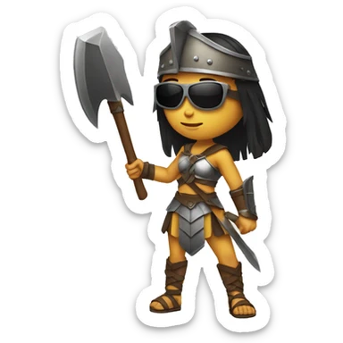 girl gladiator with sunglasses holding axe  sticker