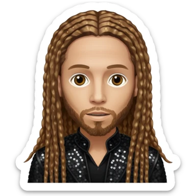 Brian Head Welch from Korn with long light brown hair, light skin, black sequin outfit sticker