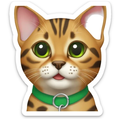 Bengal cat with green collar sticker