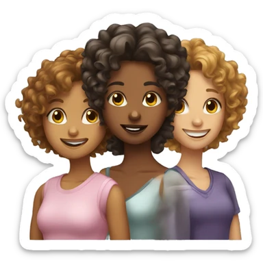Trio girls one with curly hair two with wavy hair  sticker