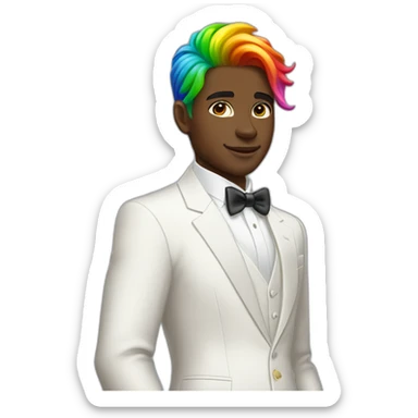 Posh-boy-with-white-suit-and-rainbow-unicorn-hair sticker