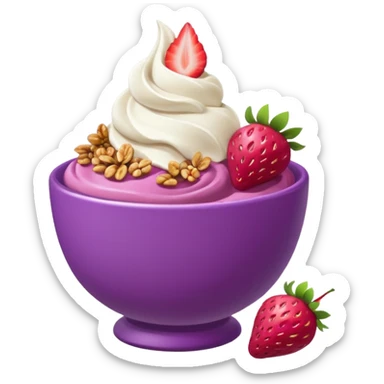 acai soft serve in a bowl either strawberries and granola sticker