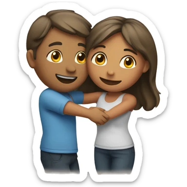 happy couple sharing a hug sticker