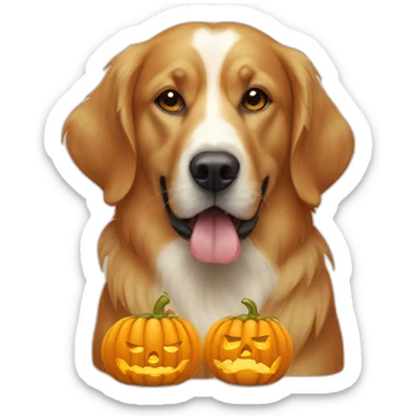 Retrievers-eating-a-pumpkin-Halloween sticker