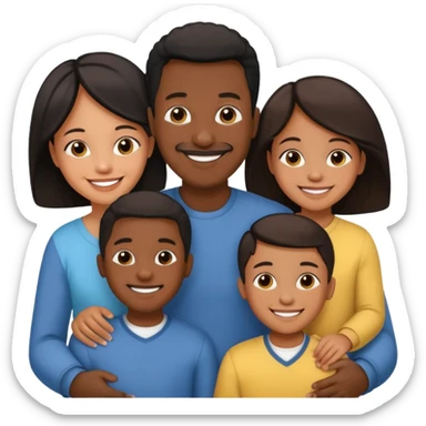 black family with 3 kid sticker