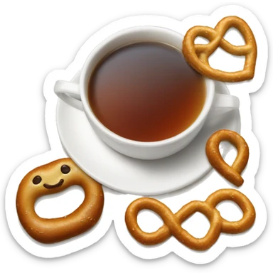 Tea and pretzels realistic  sticker