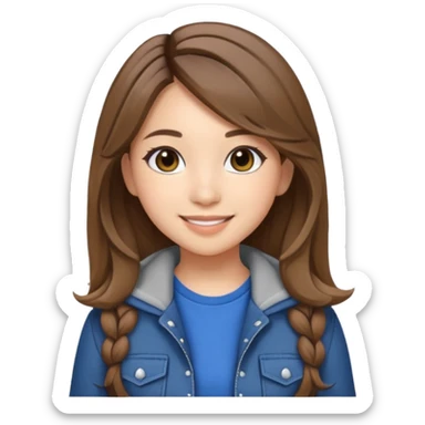 Create a realistic portrait of Pokimane smiling in stylish casual outfit. sticker