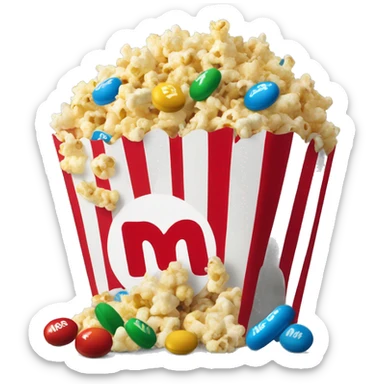 Movie pop corn and bag of m&m’s sticker