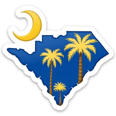 Shape of South Carolina with state flag sticker