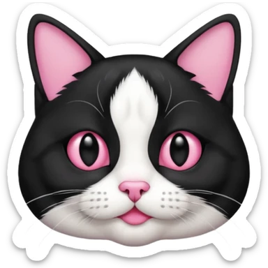 A tuxedo cat, not wearing tuxedo, top half body, a black mark near his mouth under the nose sticker