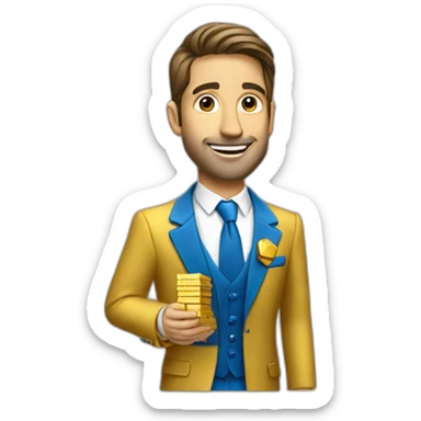 Posh-man-with-blue-suit-offering-goldbar sticker