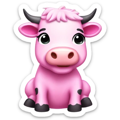 glitter pink cow chibi sticker