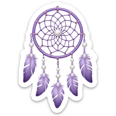 Pastel Violet lavender dreamcatcher, white bead pearls  sticker