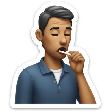 Man inhaling sugar off of a stick sticker