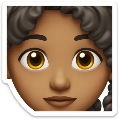 Brown colored girl with black hair with red eyes except pupil is brown  sticker