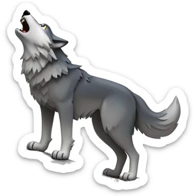 wolf howling at the moon while standing on a rock sticker
