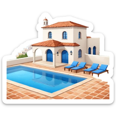a villa with a pool sticker