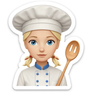 Blonde blue eyed female chef sticker