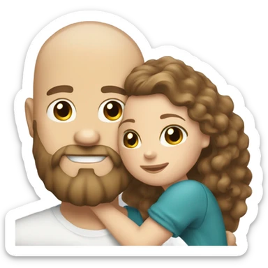 bald bearded guy hug long curly brown hair white girl sticker