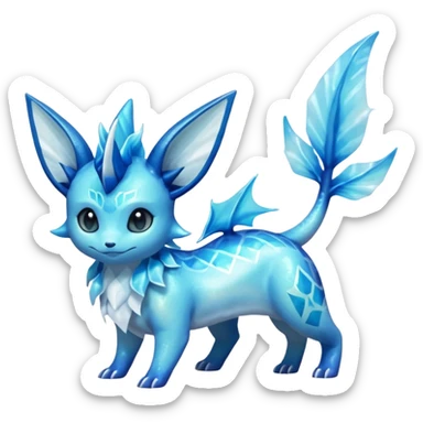 Shiny Nebulae Lumineon-Vaporeon-Amaura-Glaceon-Dragonair-Fakémon-hybrid-creature (full body)  sticker