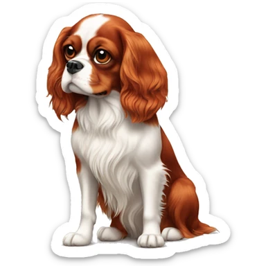 All red cavalier King Charles spaniel sticker