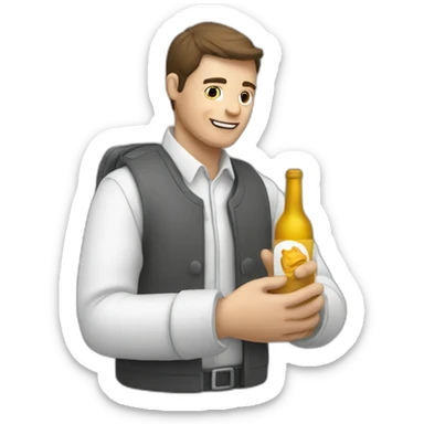 Un homme qui a une bouteille dans ses mains sticker