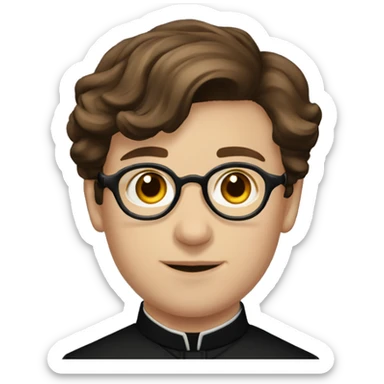 victorian young priest with brown hair and glasses and black dress sticker
