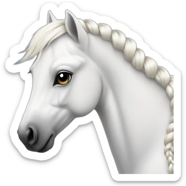 Realistic white pony with a braids sticker