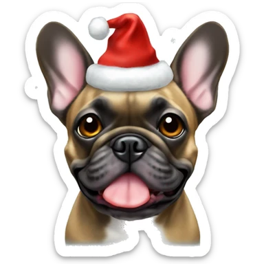 Brindle French bulldog with x-mas hat sticker
