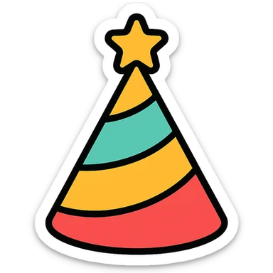 party hat color icon style sticker