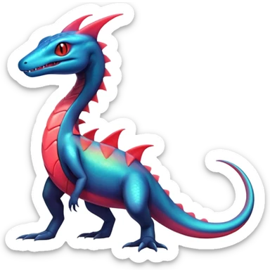 Colorful Iridescent Exotic Salandit-Aurorus-Salazzle-Salamence-Fakémon-hybrid-creature (full body)  sticker